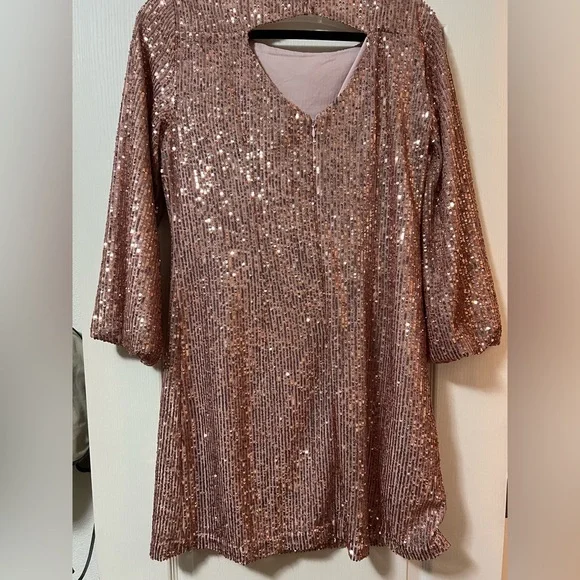 LOFT Pink Sequin Dress - Picture 2 of 3